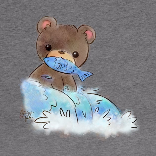 Hungry Bear - Cute Kawaii Kids Nursery Watercolor Art by BonBonBunny